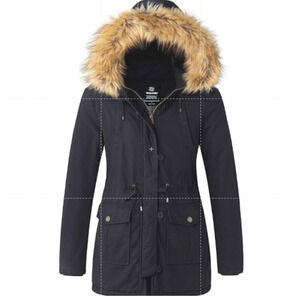 Wantdo Women's Cotton Soft Sherpa Lined Parka Winter Jacket Fur Hood Coat XL NEW